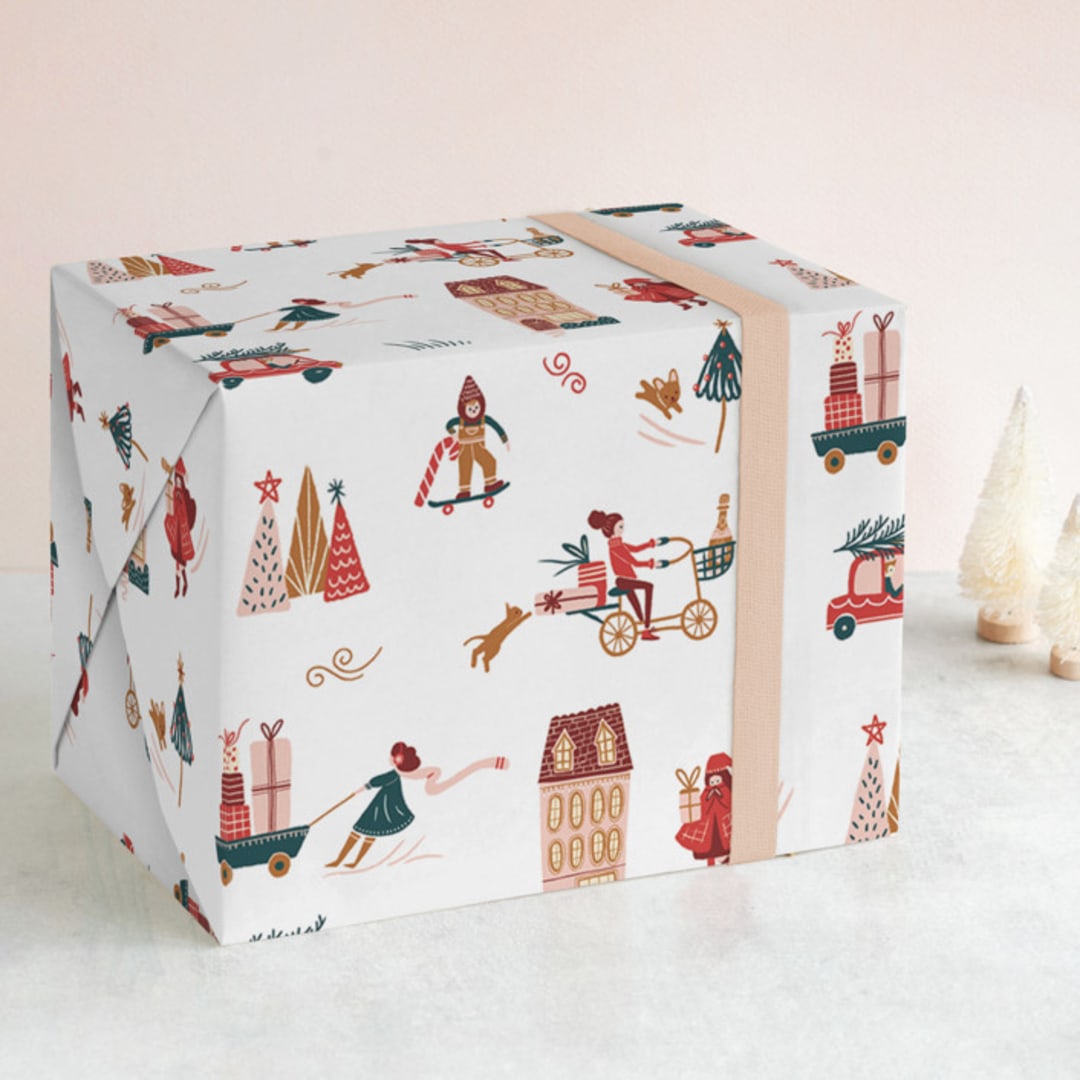 "Holiday Season" - Wrapping Paper in White by Vivian Yiwing - Front
