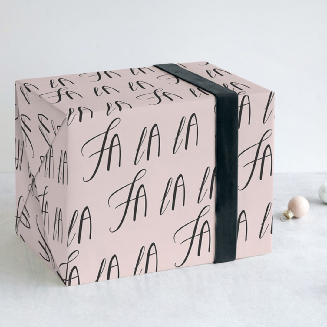 "Fa La La" - Wrapping Paper in Blush by Hudson meet Rose - Front