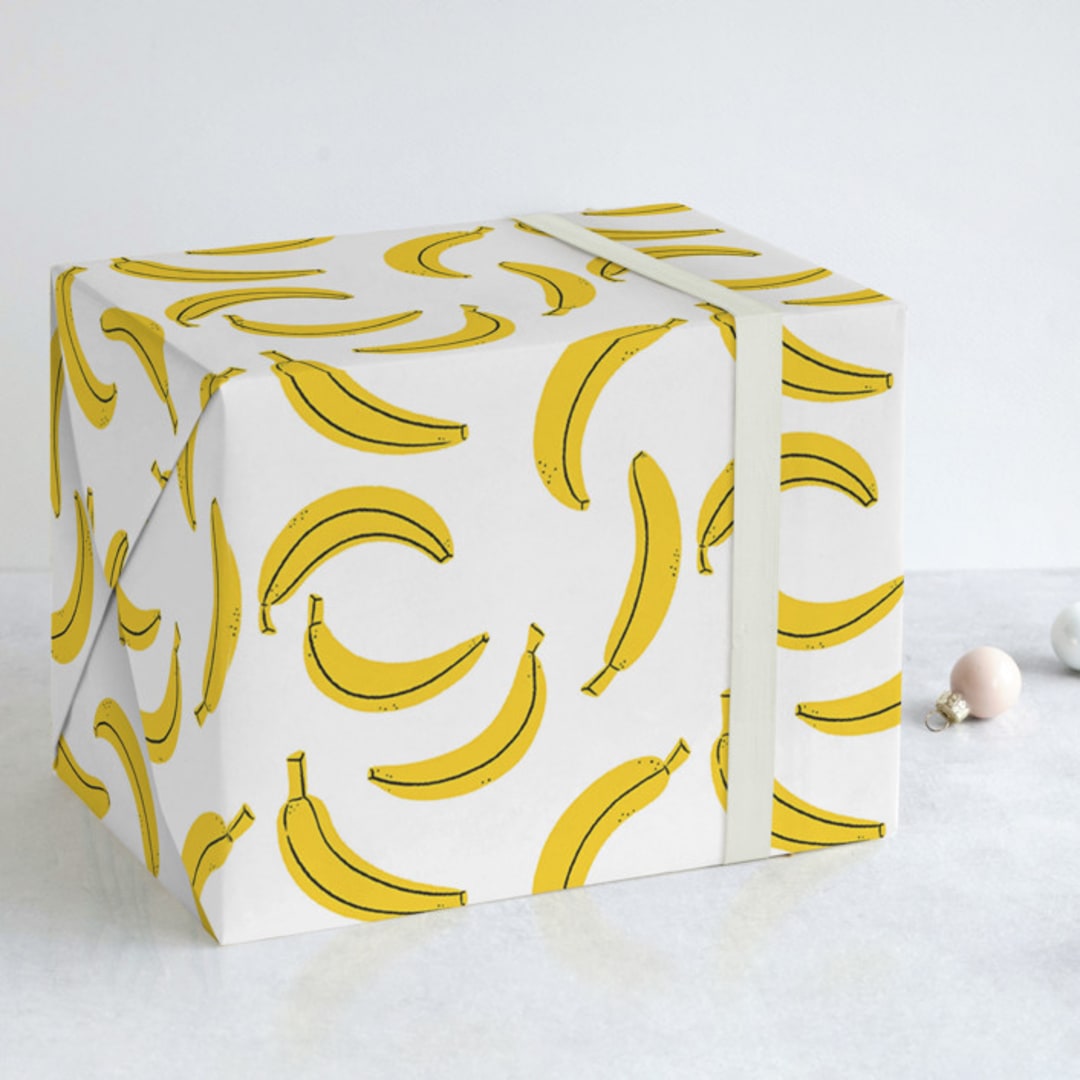 "Simply Bananas" - Wrapping Paper in Banana by mo kelley - Front