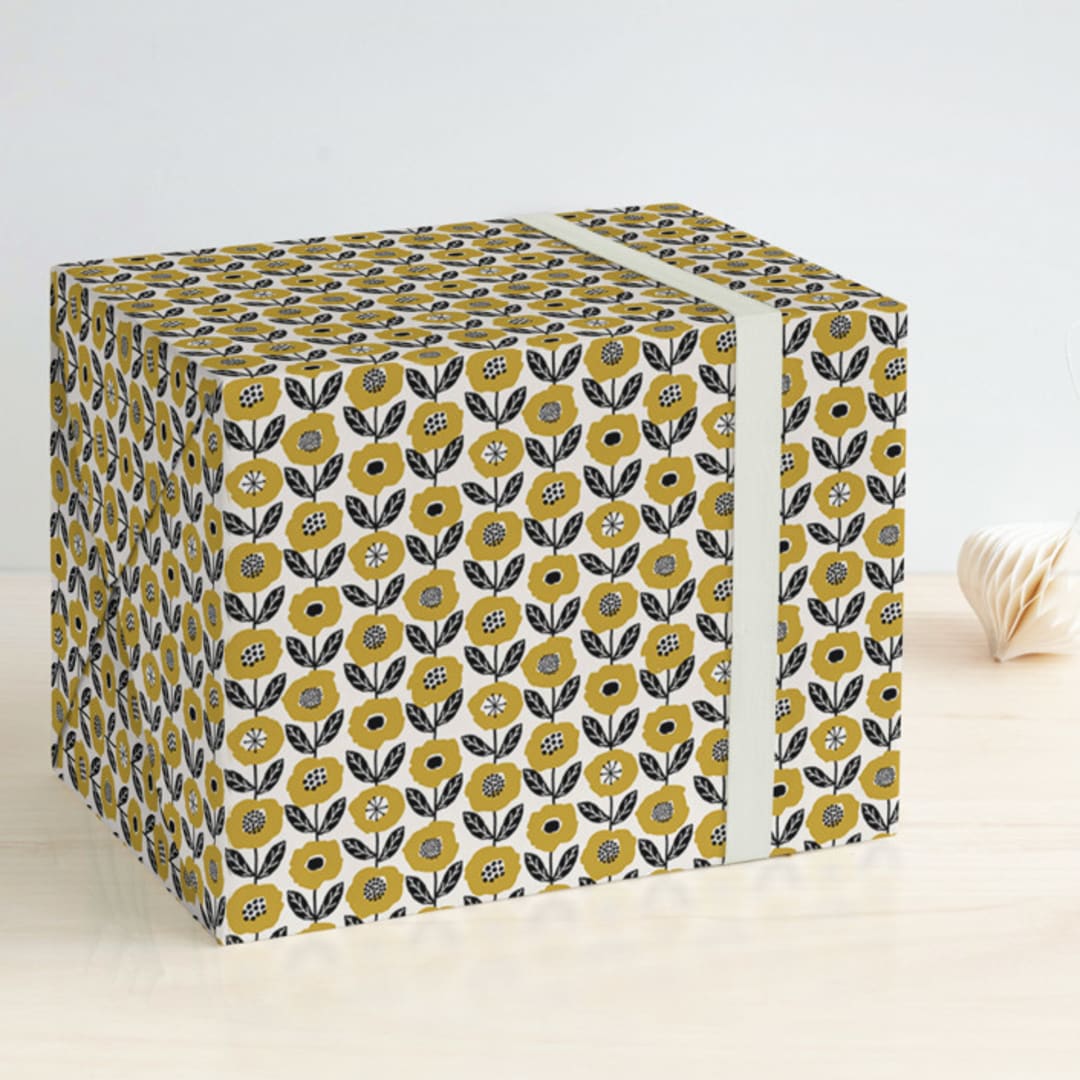 "Summer Blossoms 1" - Wrapping Paper in Marigold by Iveta Angelova - Front