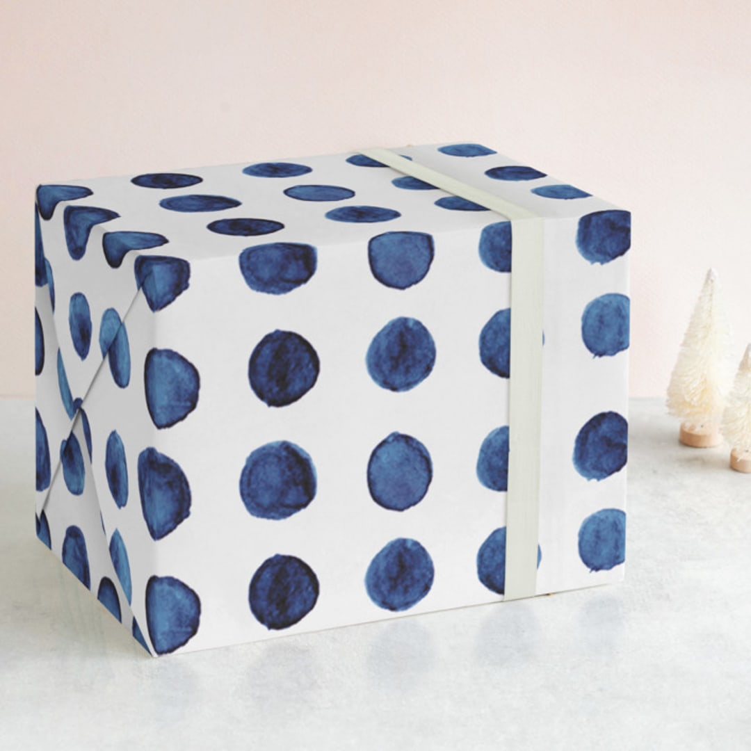 "Indigo Love_Organic Dots" - Wrapping Paper in Indigo by Michelle Locklear - Front