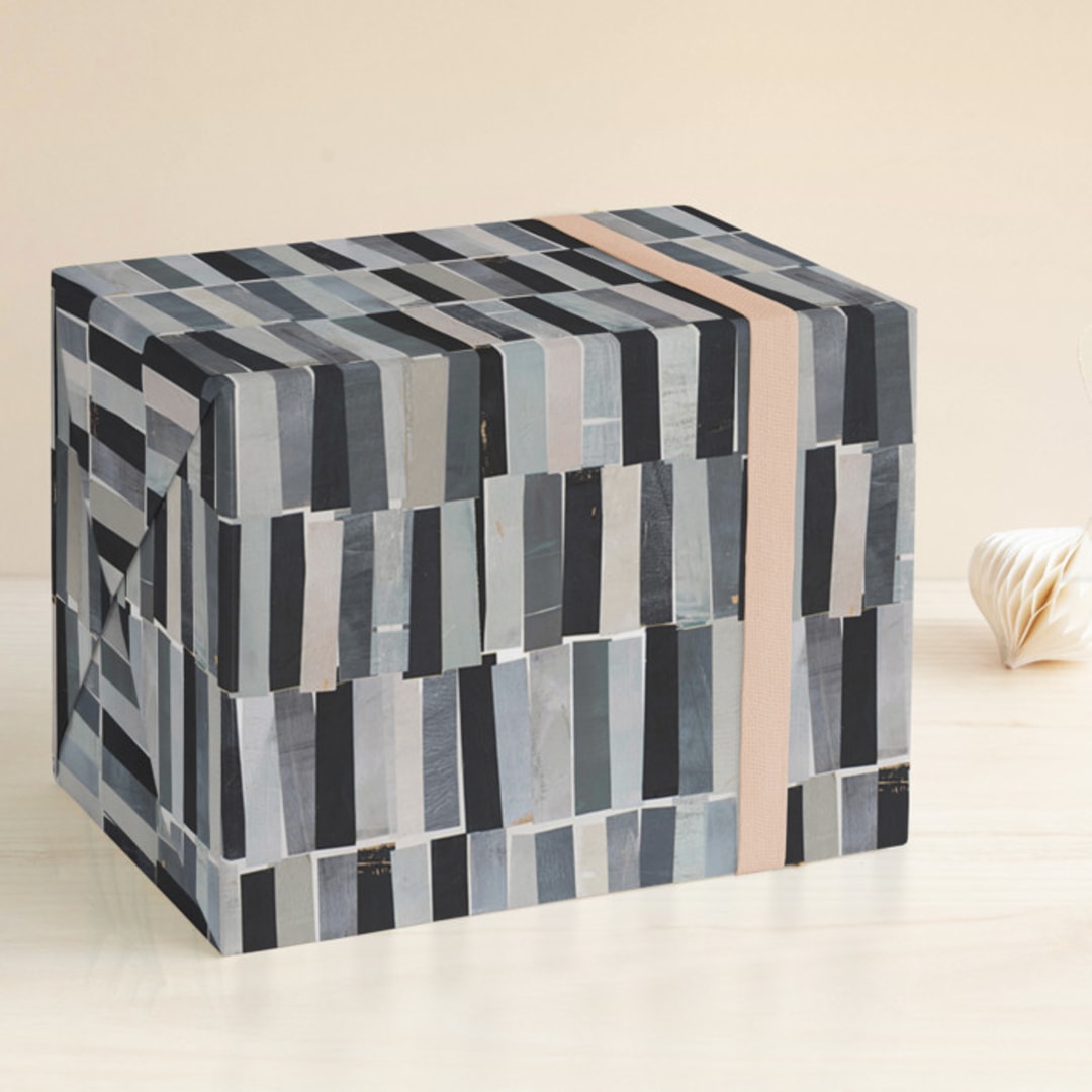 "Striped" - Wrapping Paper in Marine by Sara Hicks Malone - Front
