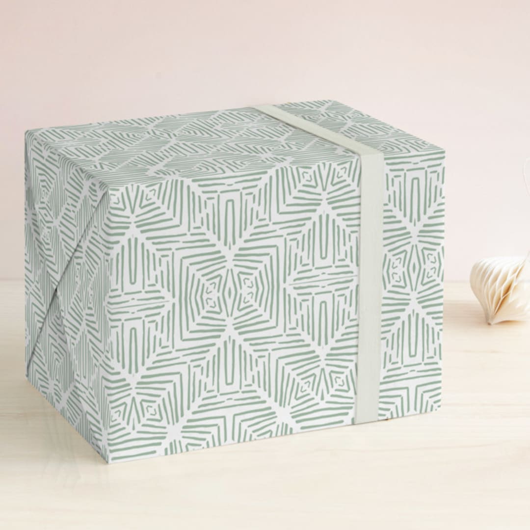 "Structure" - Wrapping Paper in Green by Bethania Lima - Front