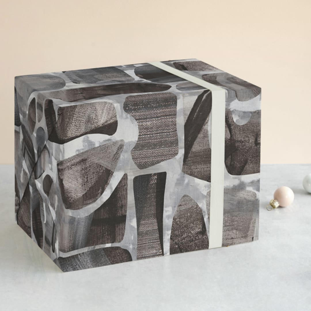 "Terrazo Grey" - Wrapping Paper in Grey by Angela Simeone - Front