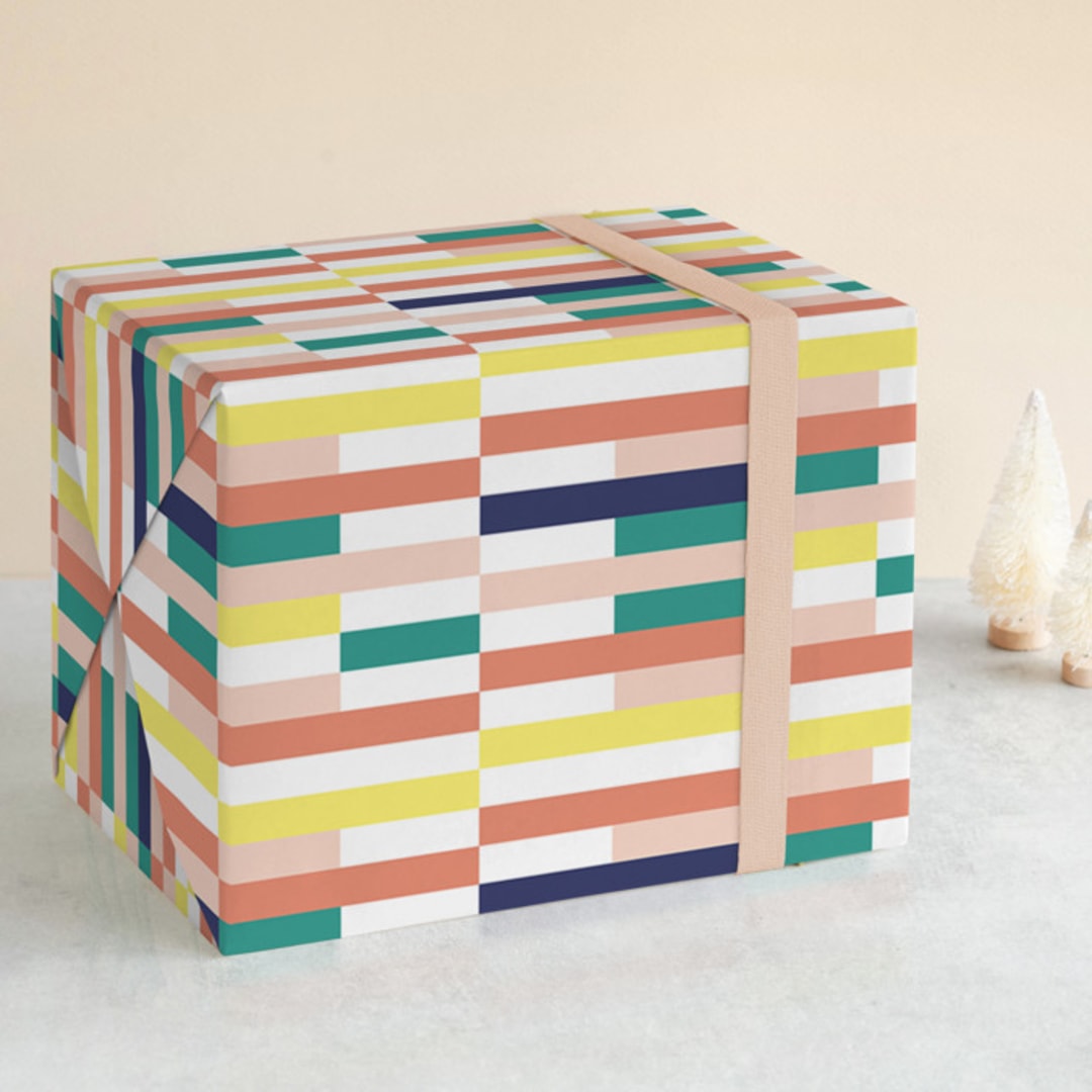 "Playful Day" - Wrapping Paper in Coral by Chi Hey Lee - Front