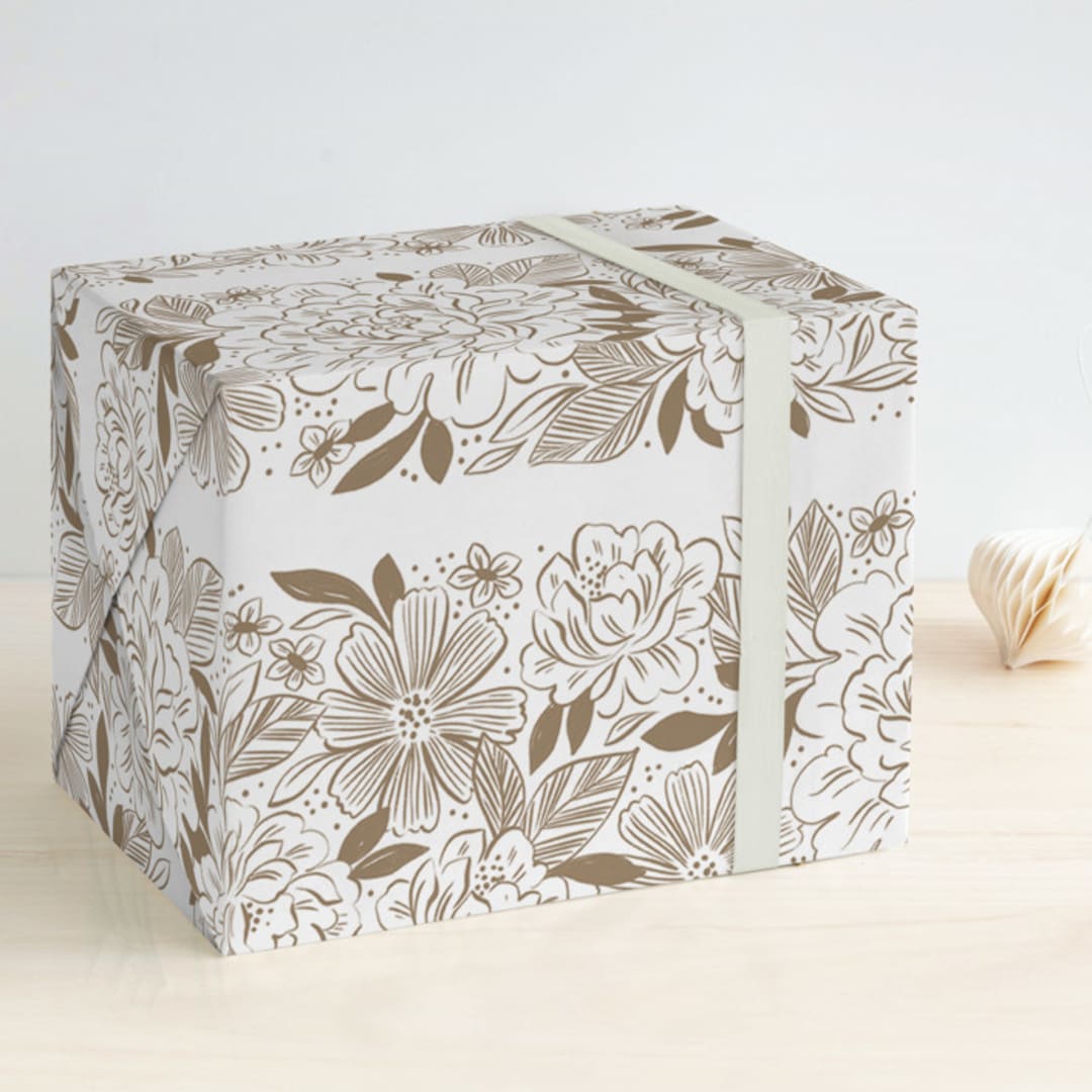"Elegante" - Wrapping Paper in Gold by Paper Raven Co. - Front