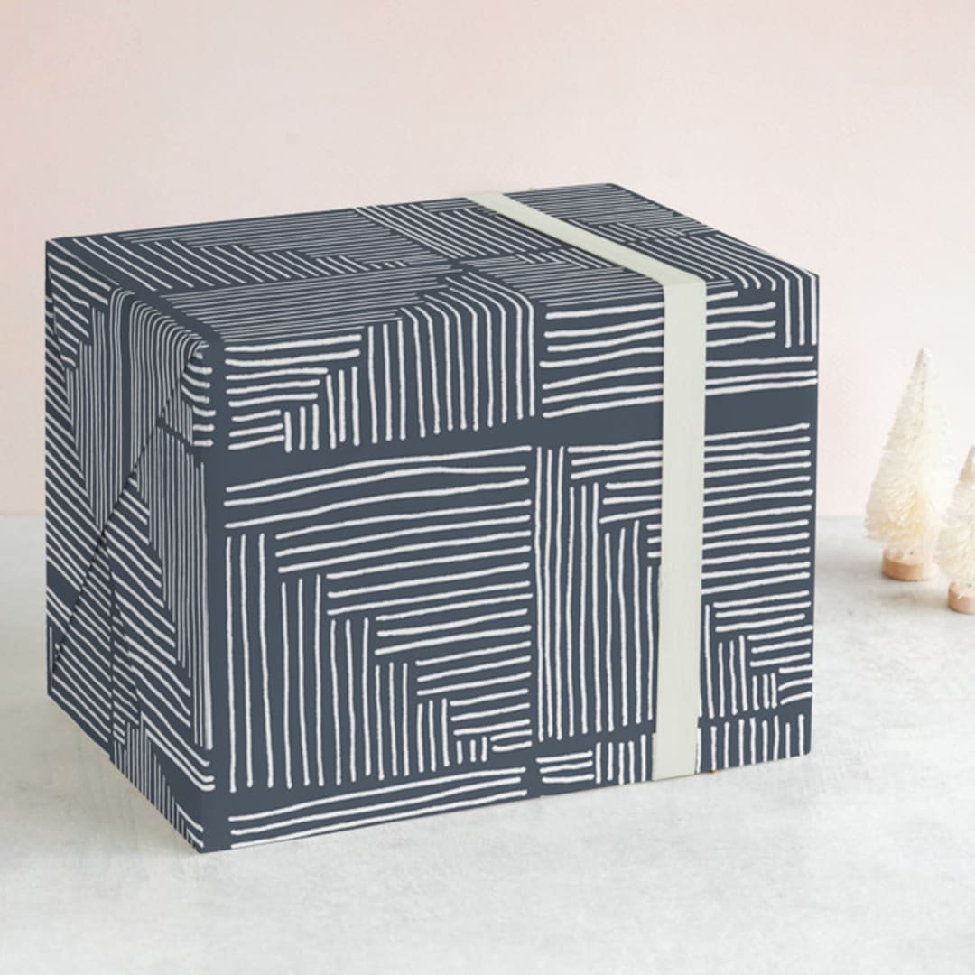 "Steps II" - Wrapping Paper in Navy by Creo Study - Front