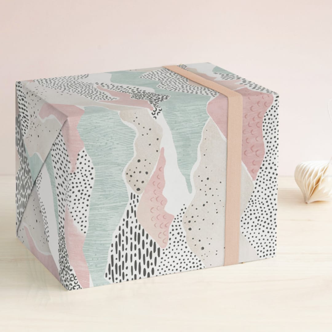 "Abstract View" - Wrapping Paper in Sea Green by Monika Torun - Front