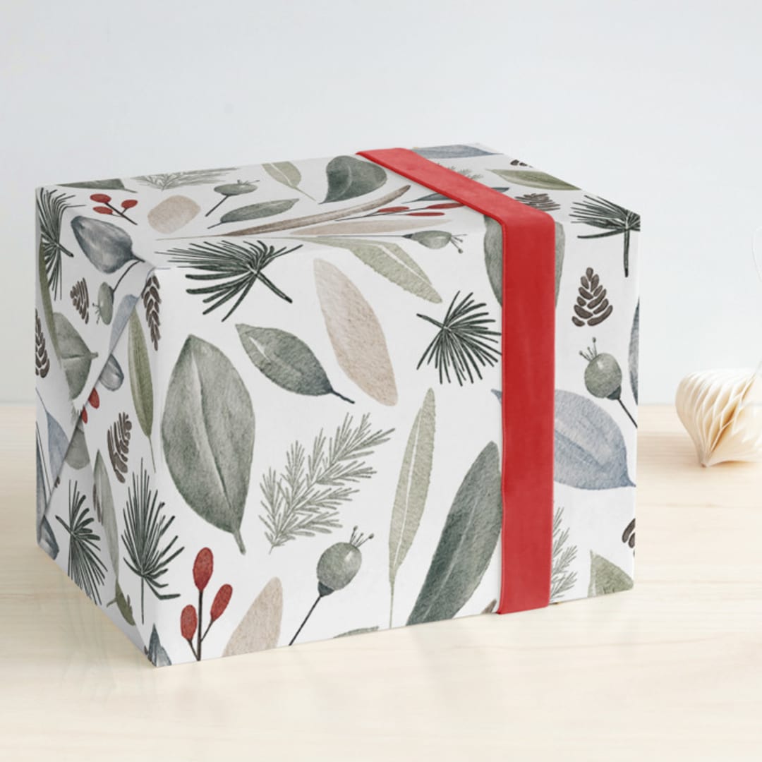 "Floral Pattern" - Wrapping Paper in Frost by Remioni - Front