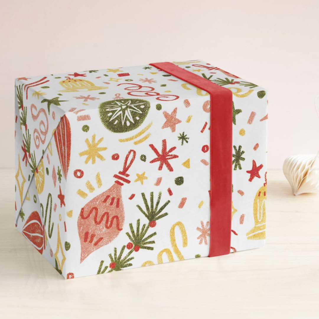 "Christmas Confetti" - Wrapping Paper in Santa by Vivian Yiwing - Front