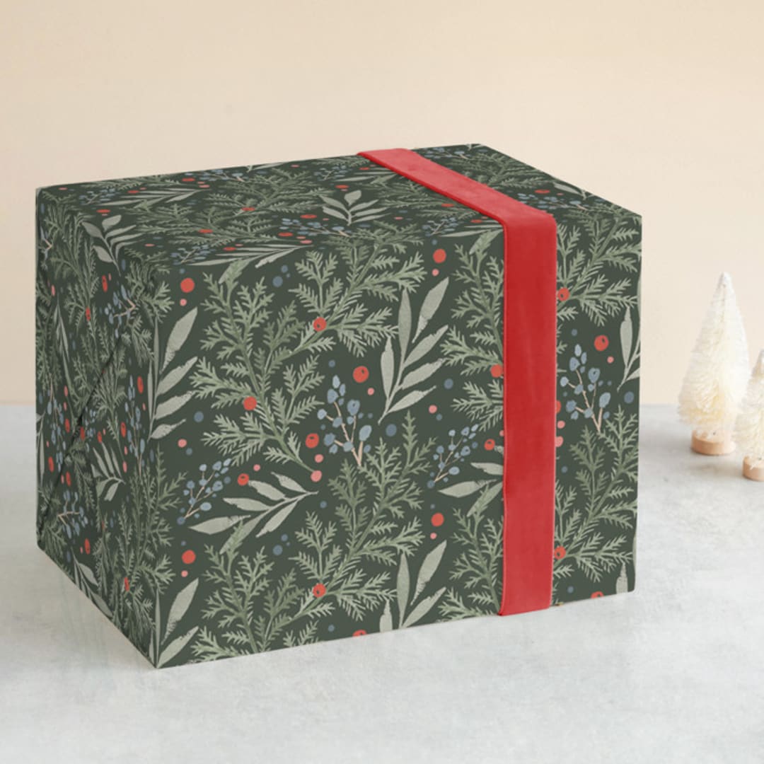 "Evergreens" - Wrapping Paper in Evergreen by Kristen Smith - Front