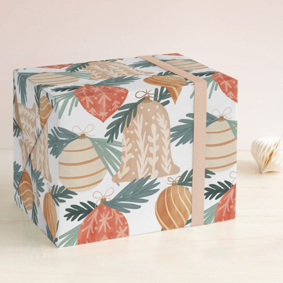 "Ornament Modern" - Wrapping Paper in Cinnamon by Angel Walker - Front