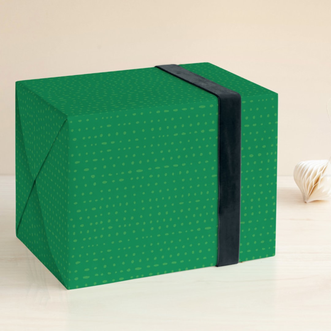 "Dotted Rows" - Wrapping Paper in Spearmint by Ann Gardner - Front