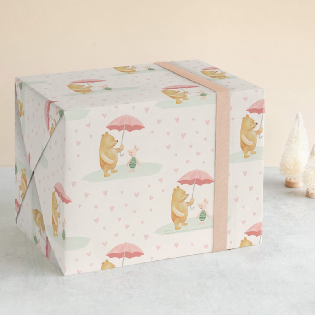 "Disney's Pooh and Piglet" - Wrapping Paper in Blush by Katherine Moynagh - Front