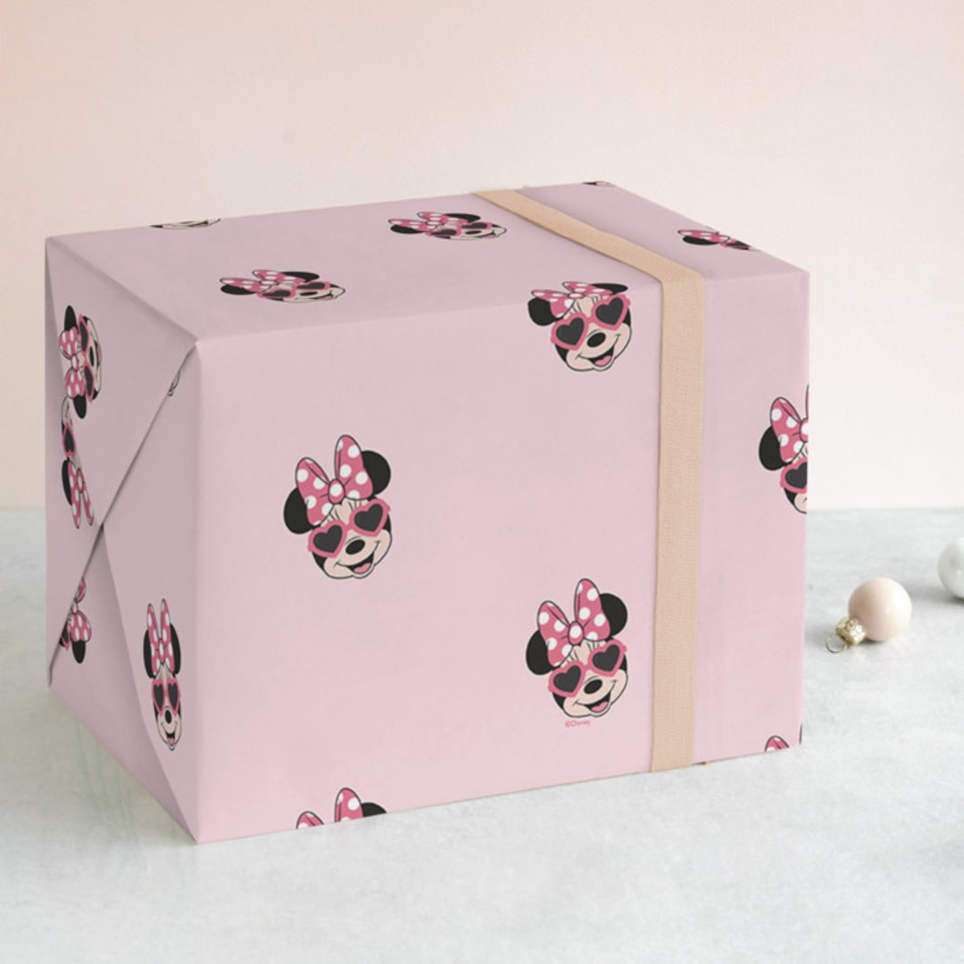 "Shine Bright Disney Minnie Mouse" - Wrapping Paper in Bubblegum by Kacey Kendrick Wagner - Front