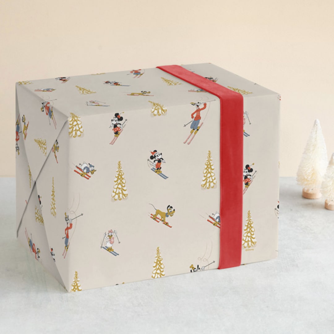 "Mickey and Friends Tis The Ski-son" - Wrapping Paper in Vintage by Kelsey Mucci - Front