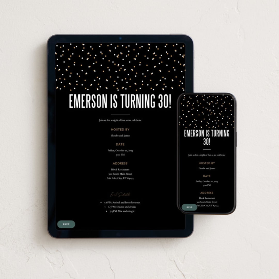 "Statement" - Online Birthday Invitations in Onyx by Robert and Stella - Mobile + desktop layout