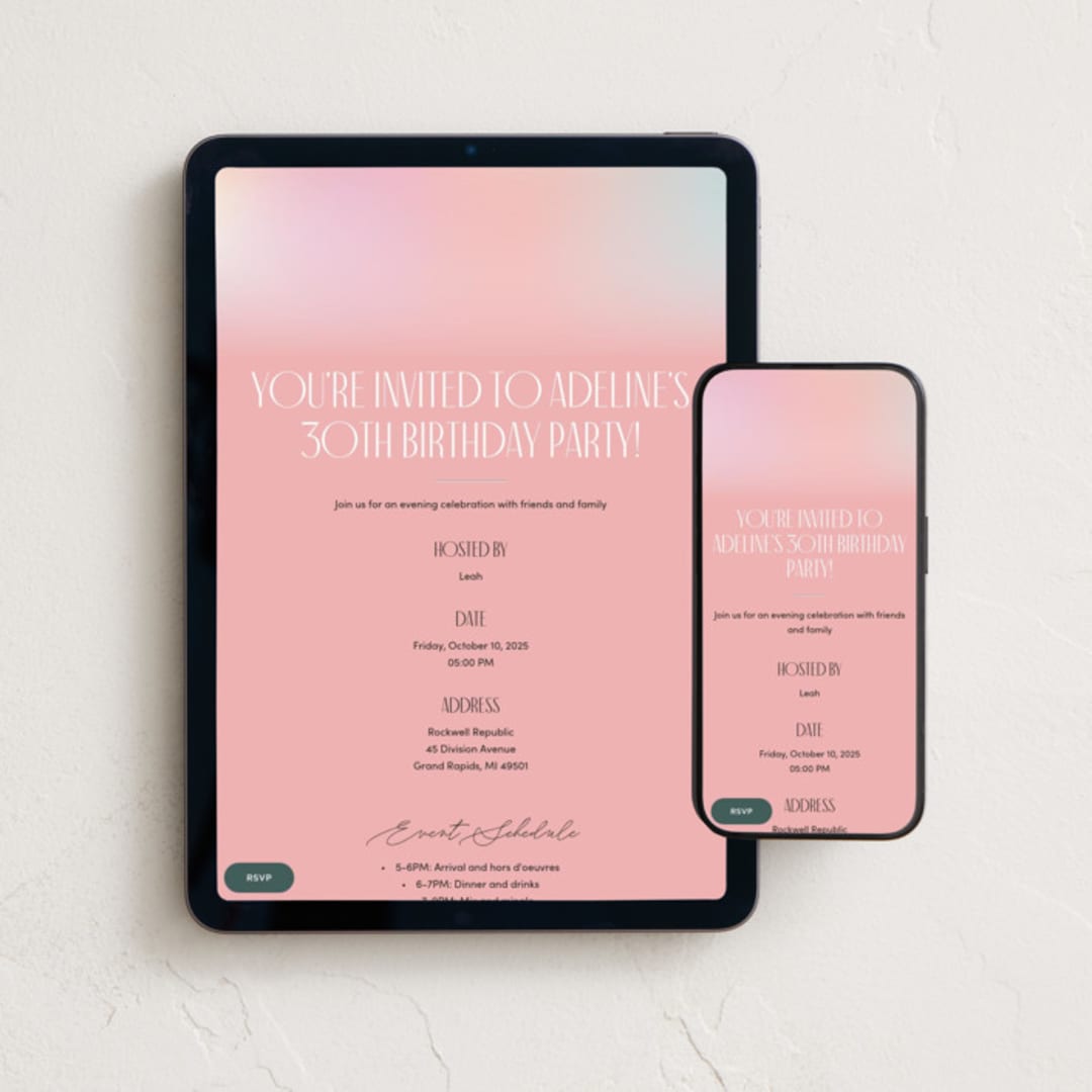 "It's a party" - Online Birthday Invitations in Sherbet by Pixel and Hank - Mobile + desktop layout