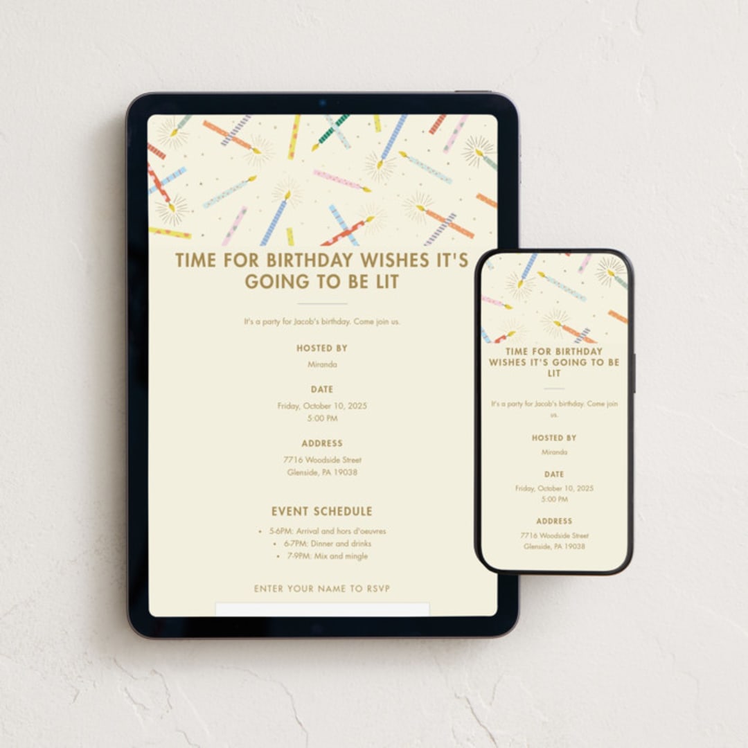 "sparkling candles" - Online Birthday Invitations in Flax by Ellen Schlegelmilch - Mobile + desktop layout
