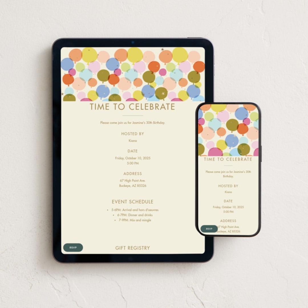 "balloon party" - Online Birthday Invitations in Balloon by Ellen Schlegelmilch - Mobile + desktop layout