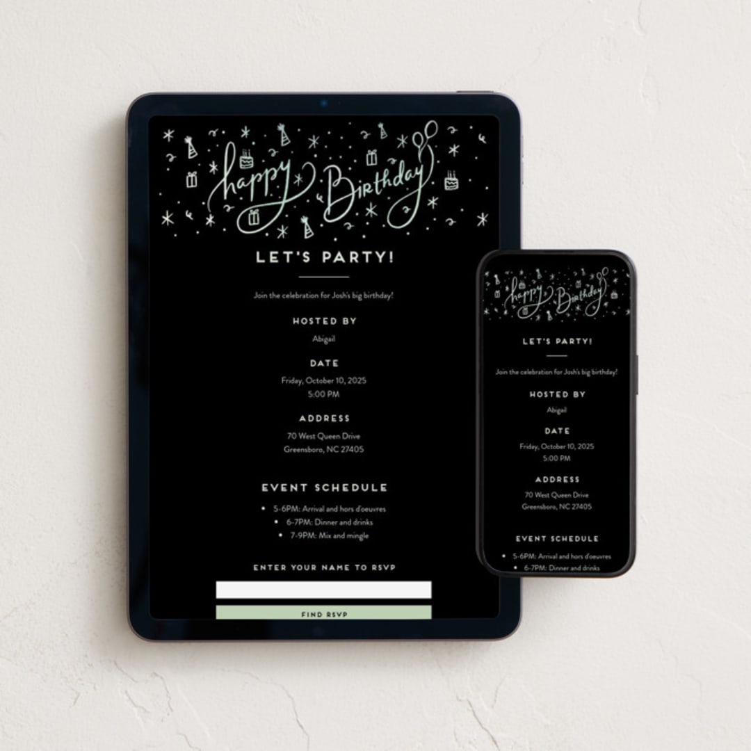 "bourbon" - Online Birthday Invitations in Midnight by chocomocacino - Mobile + desktop layout
