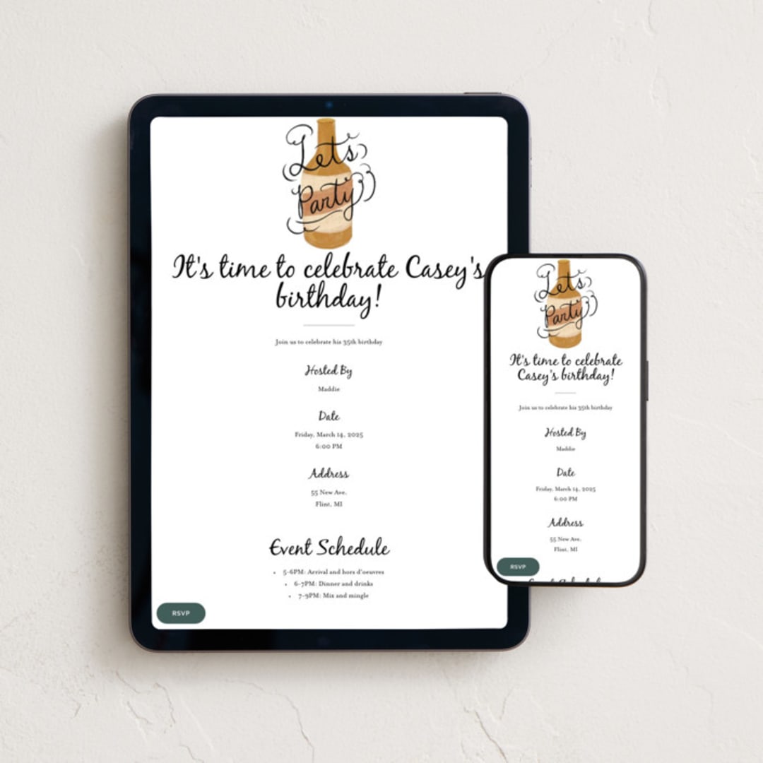 "Let's Party" - Online Birthday Invitations in Hazel by Hannah Chi - Mobile + desktop layout