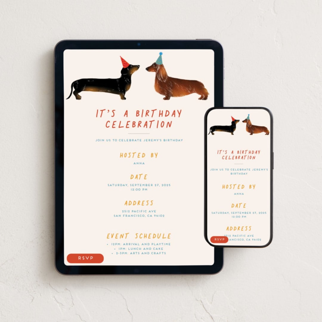 "Cute dogs" - Online Birthday Invitations in Sun by Alexandra Dzh - Mobile + desktop layout