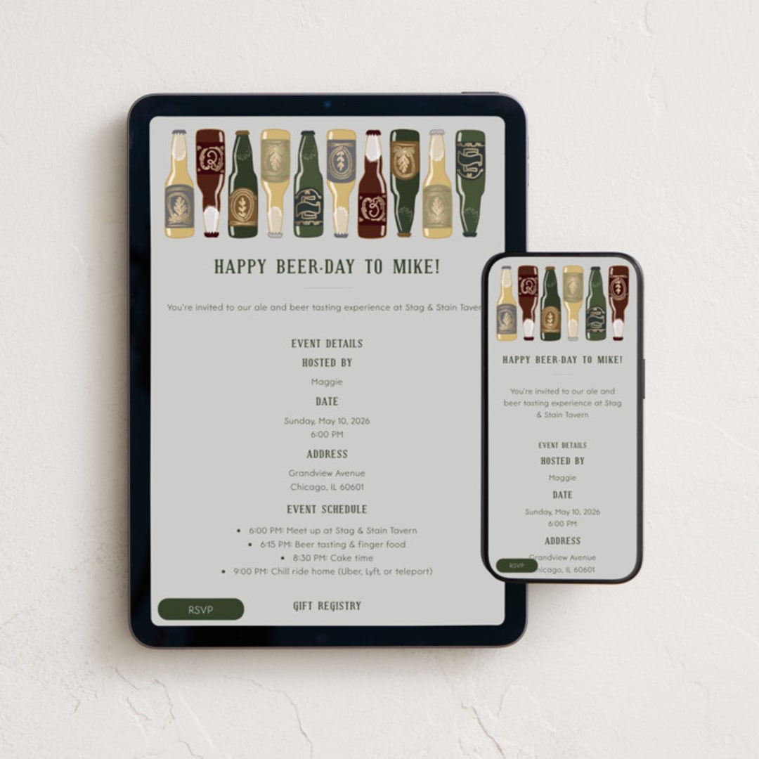 "Happy beerday" - Online Birthday Invitations in Smoke by Rosana Laiz Blursbyai - Mobile + desktop layout