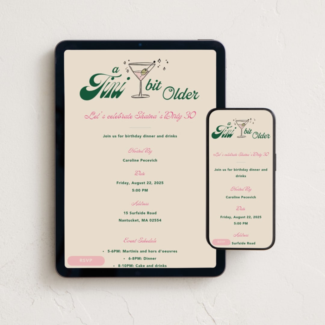 "Tini party" - Online Birthday Invitations in Martini by Creo Study - Mobile + desktop layout