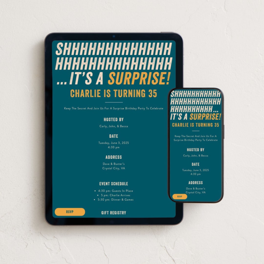 "Shhhhhhhh" - Online Birthday Invitations in Ocean by 2birdstone - Mobile + desktop layout