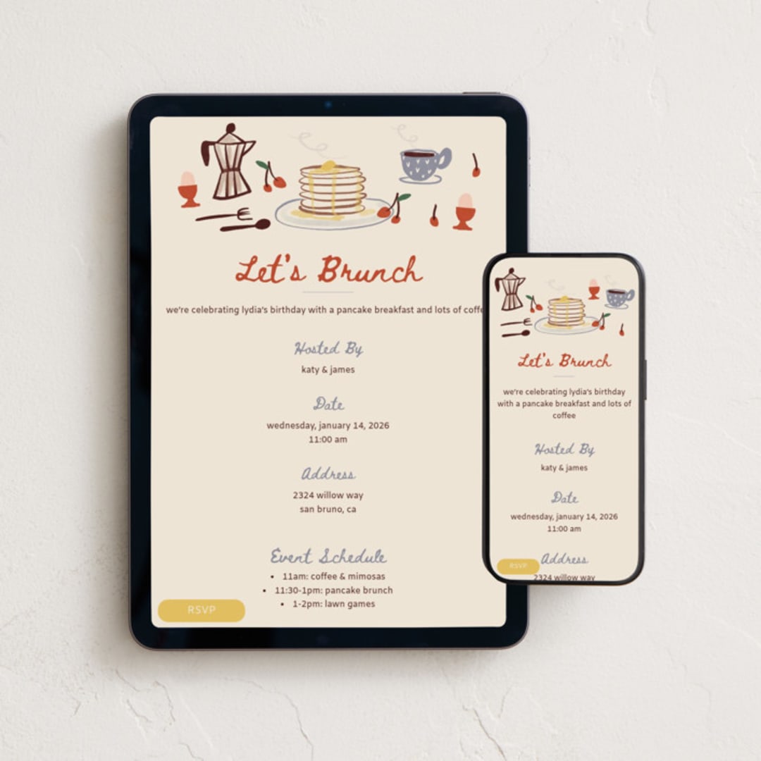 "Pancake Breakfast" - Online Birthday Invitations in Buck Wheat by Ani Somi - Mobile + desktop layout