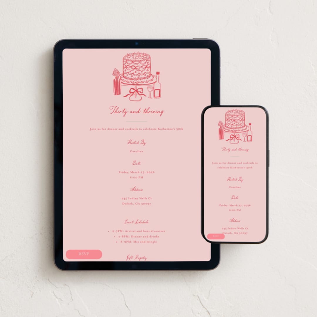 "thriving party" - Online Birthday Invitations in Rosebud by Creo Study - Mobile + desktop layout