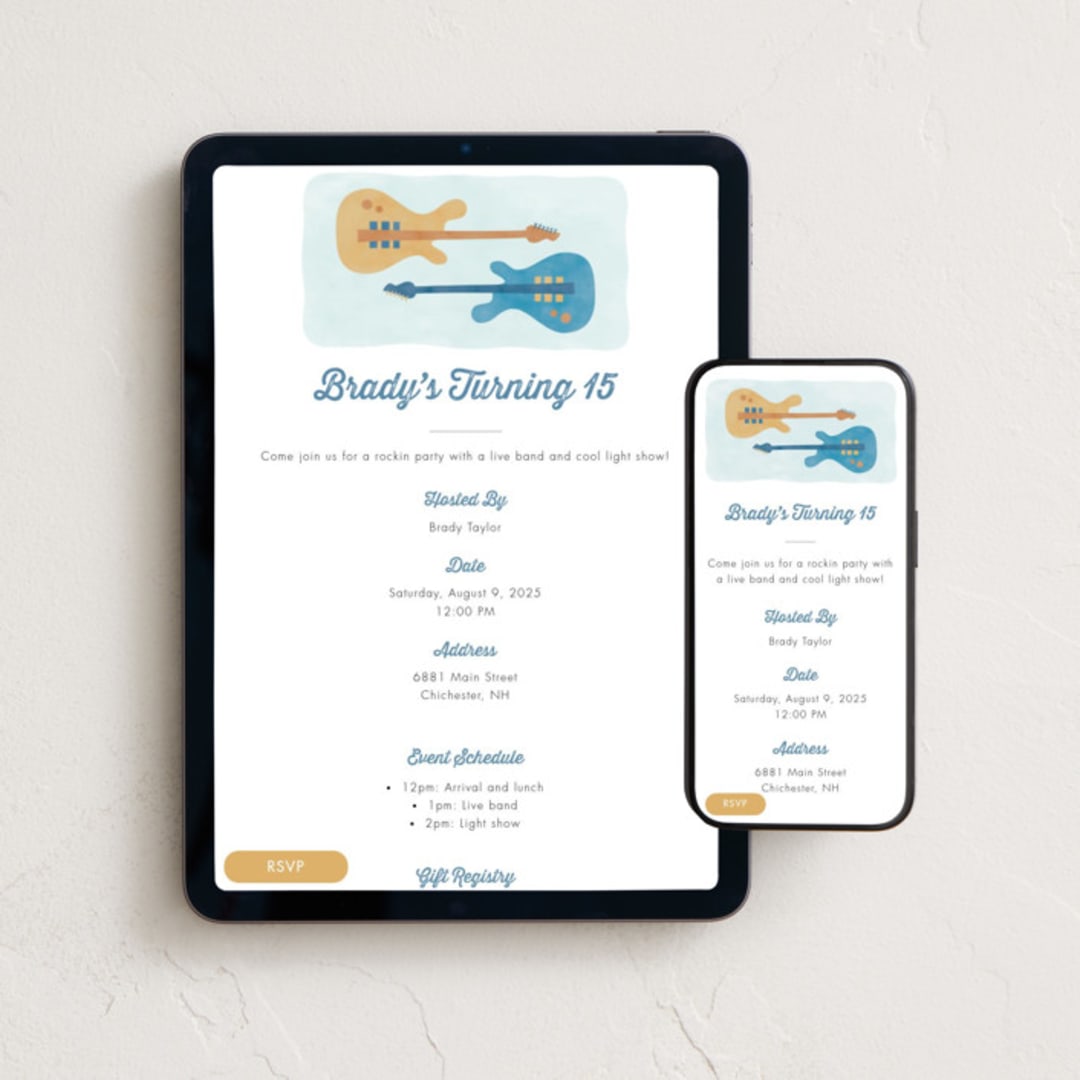 "Rockin guitars" - Online Birthday Invitations in Steel by Anna Black - Mobile + desktop layout