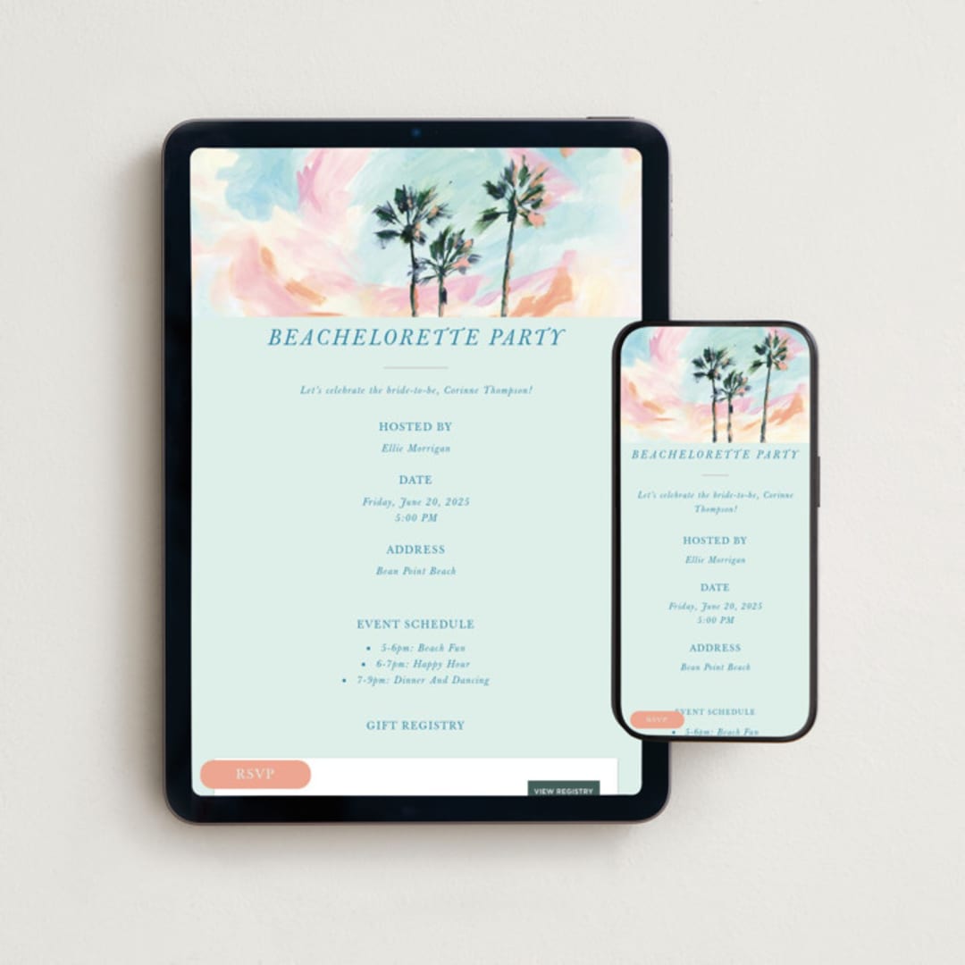 "Beachelorette" - Online Bachelorette Party Invitations in CottonCandy by Holly Whitcomb - Mobile + desktop layout