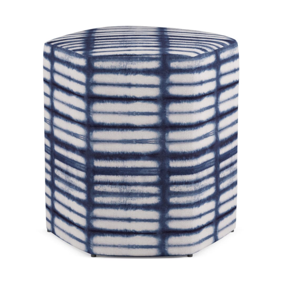 "Shibori lines" - Occasional Ottoman in Ink Blue by Creo Study