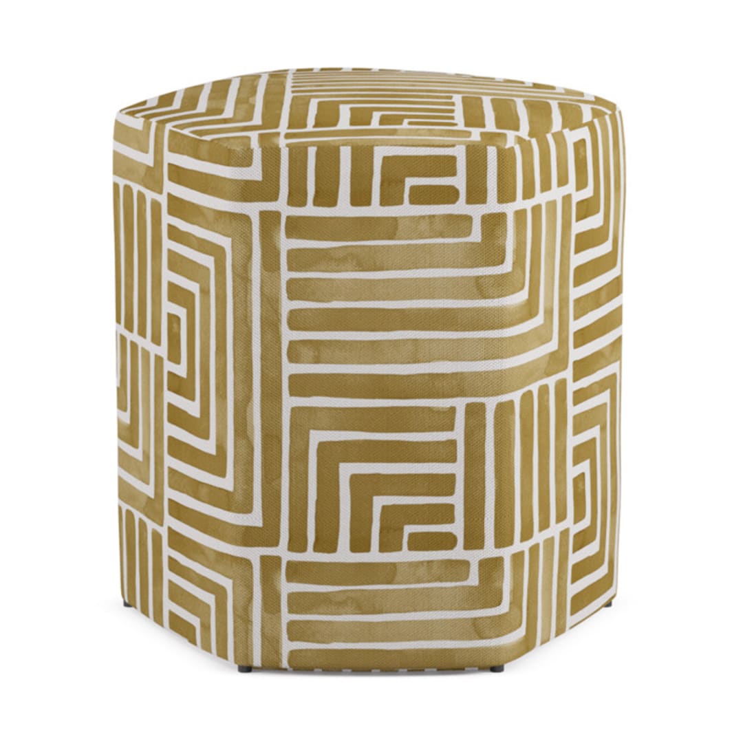 "Painted Maze" - Occasional Ottoman in Horseradish by Kristine Sarley