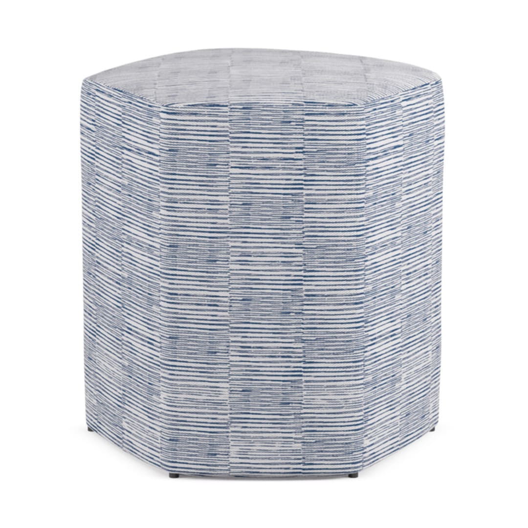 "Hand Drawn Stripes" - Occasional Ottoman in Denim by Alethea and Ruth