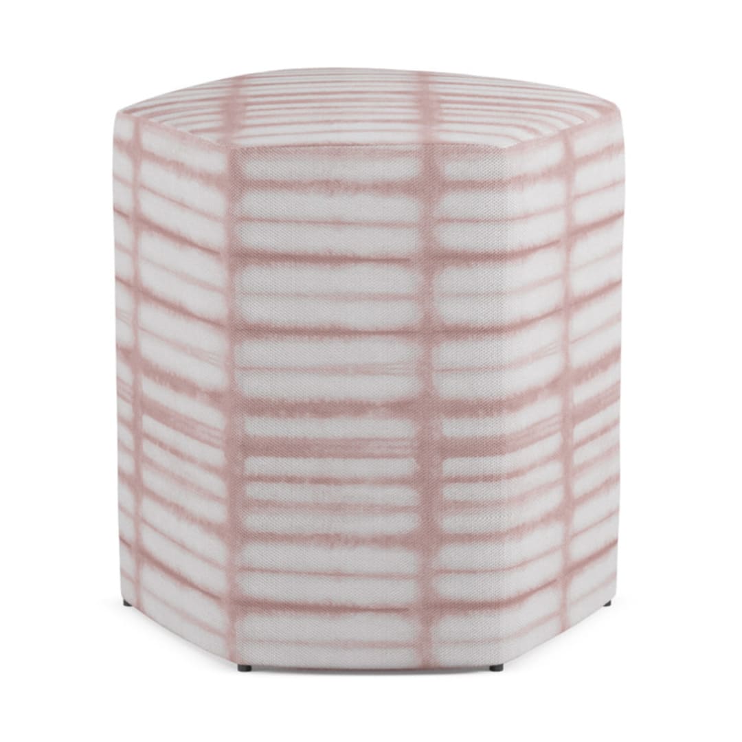 "Shibori lines" - Occasional Ottoman in Dusty Rose by Creo Study