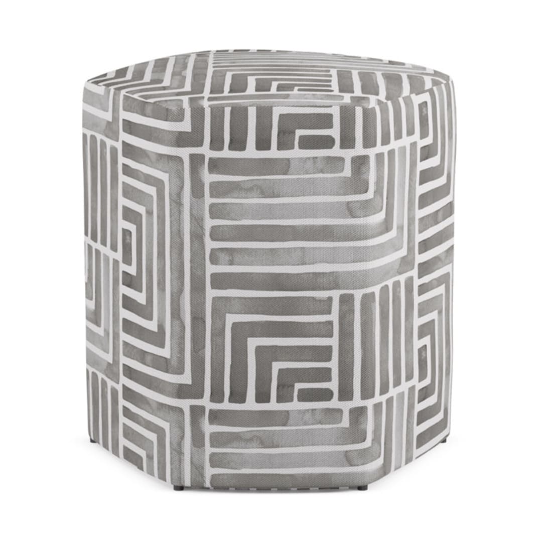 "Painted Maze" - Occasional Ottoman in Mineral Grey by Kristine Sarley