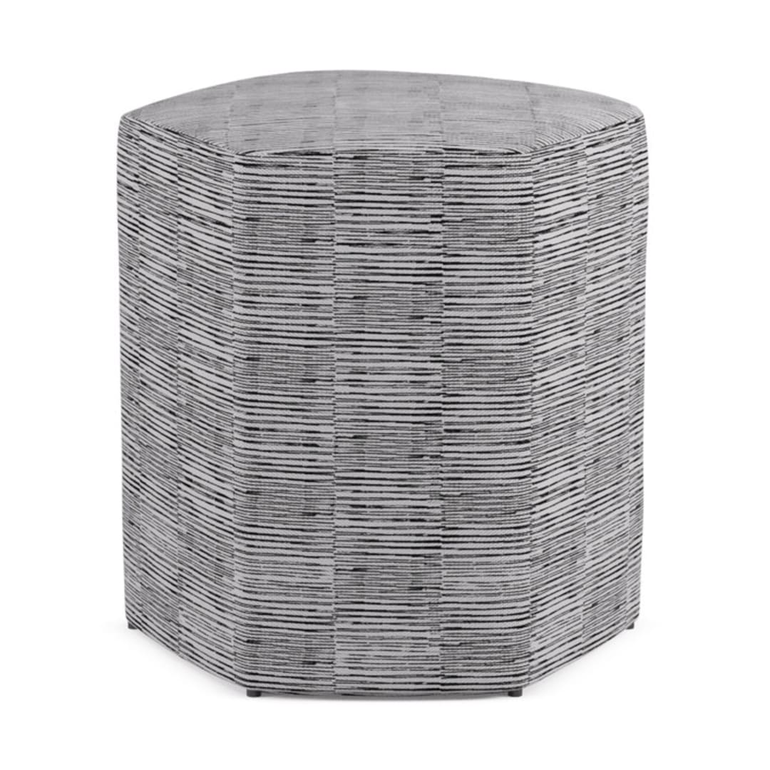 "Hand Drawn Stripes" - Occasional Ottoman in Newsprint by Alethea and Ruth