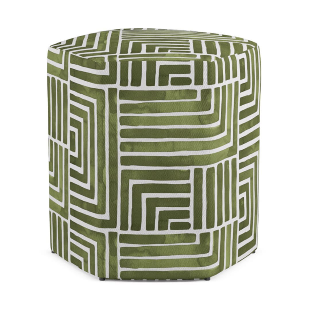 "Painted Maze" - Occasional Ottoman in Jade by Kristine Sarley