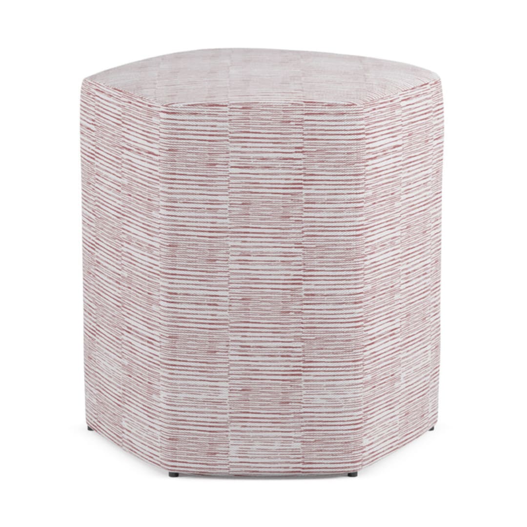 "Hand Drawn Stripes" - Occasional Ottoman in Blush by Alethea and Ruth