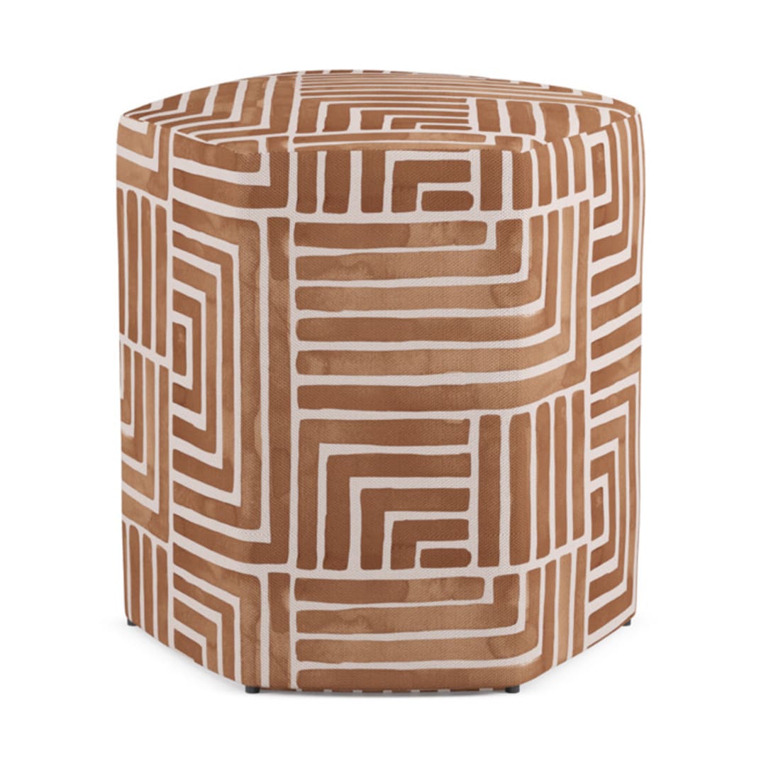 "Painted Maze" - Occasional Ottoman in Terracotta by Kristine Sarley