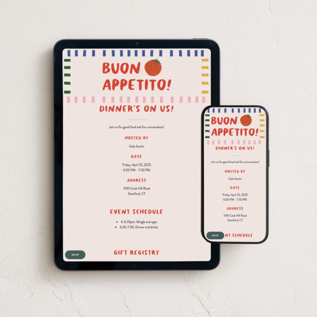 "Buon Appetito!" - Online Dinner and Cocktail Party Invitations in Capri by Julia Starr - Mobile + desktop layout