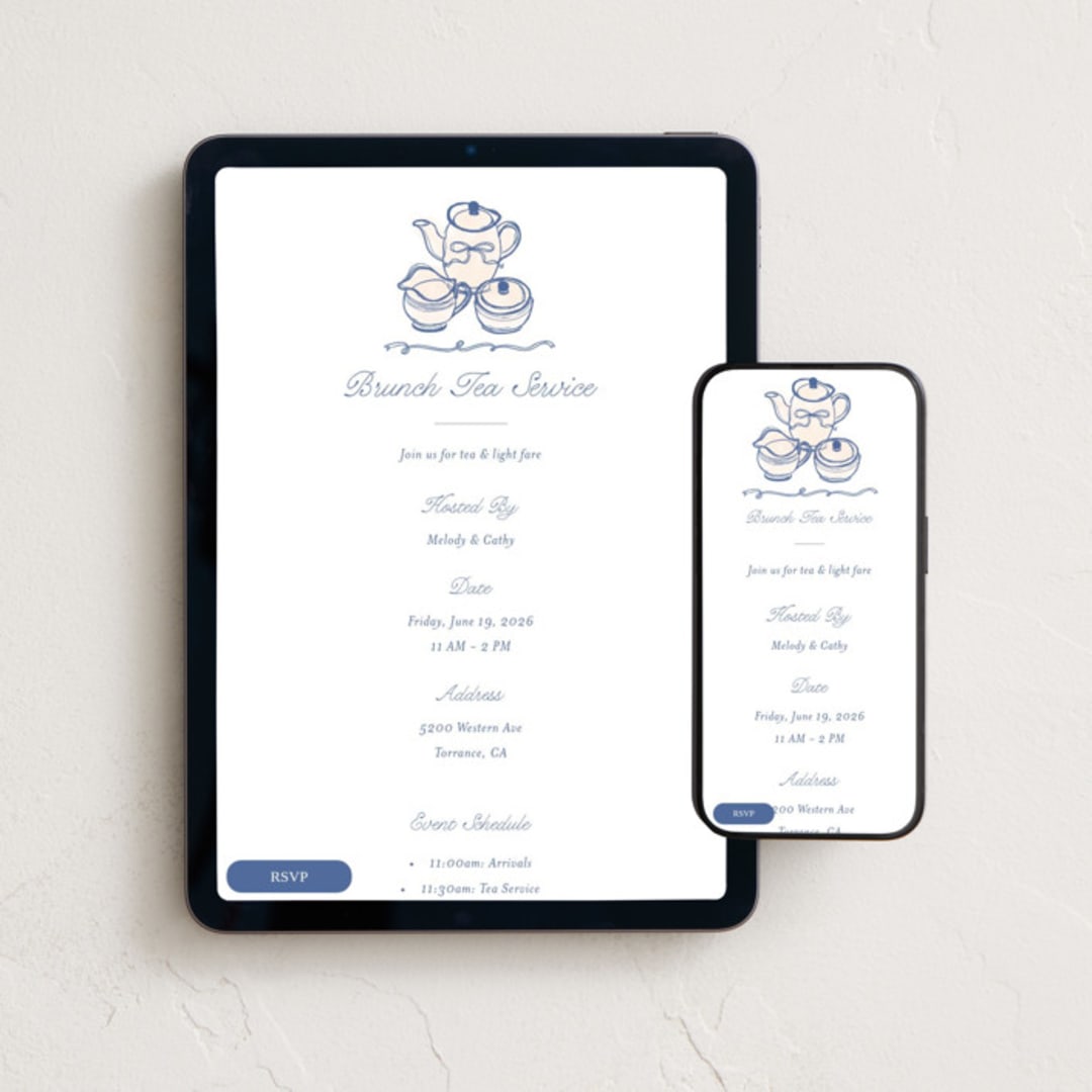 "Elegant Tea" - Online Dinner and Cocktail Party Invitations in Lagoon by Becky Nimoy - Mobile + desktop layout