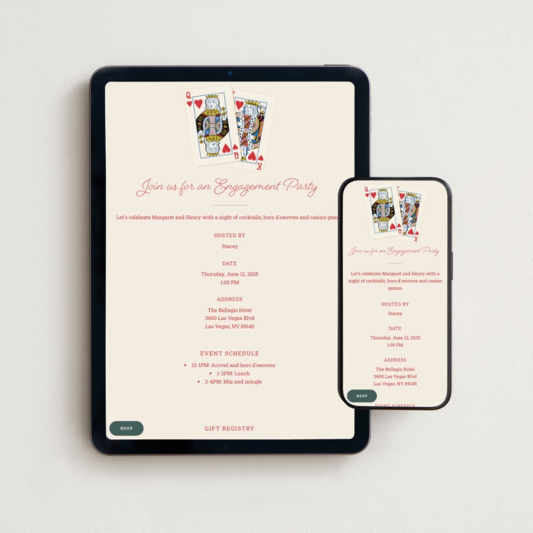 "Lucky in Love" - Online Engagement Party Invitations in Hearts by Paper Sun Studio - Mobile + desktop layout
