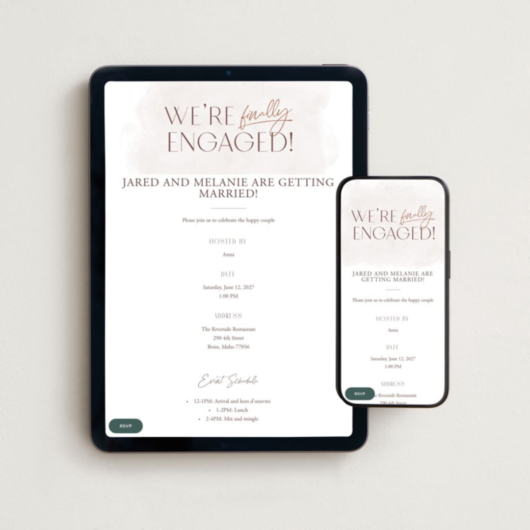 "Pre-Wedding Celebration" - Online Engagement Party Invitations in Blush by Hooray Creative - Mobile + desktop layout