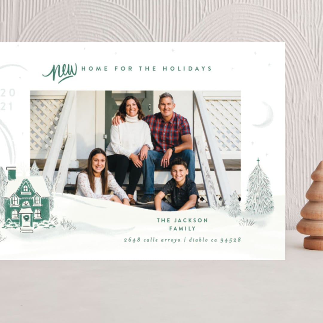 "Vintage Cozy Home" - Holiday Cards in Pine by Shiny Penny Studio - Front