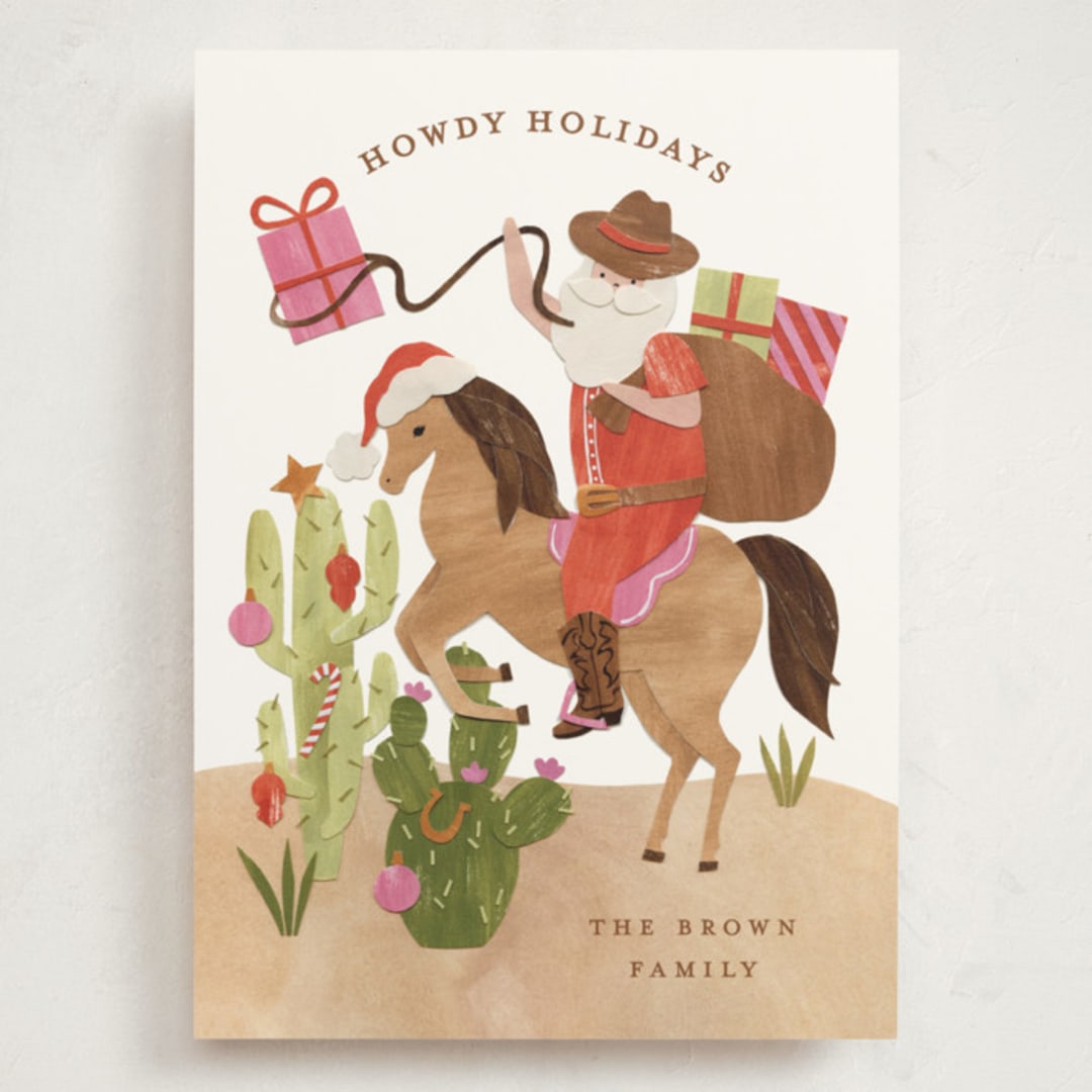 "Howdy Holidays y'all" - Holiday Cards in Candy Cane by Sarah Knight - Front