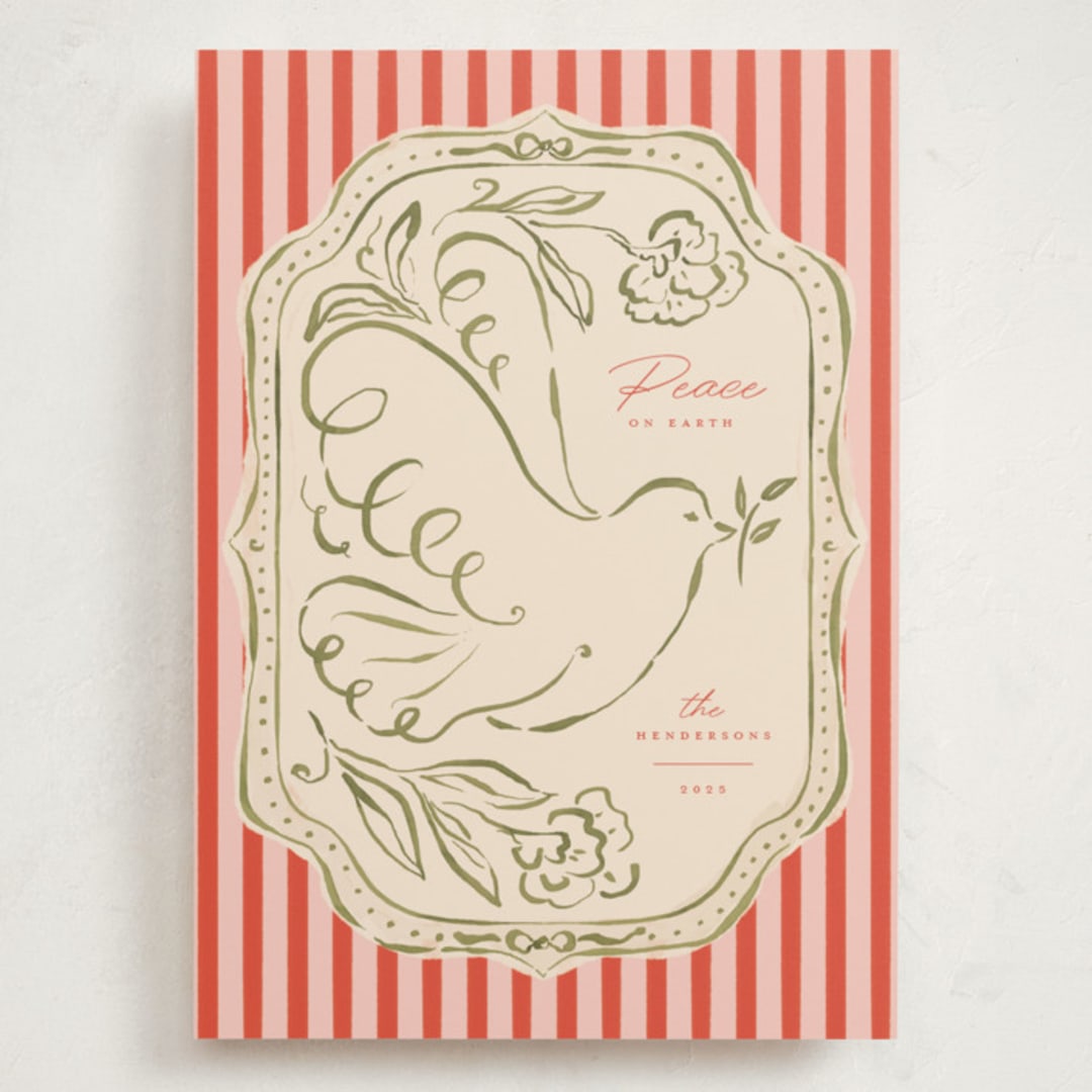 "Peace Dove.." - Holiday Cards in Cranberry by Vera Lim - Front